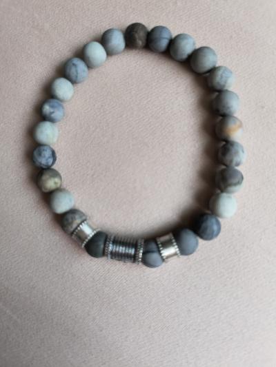 Picasso Jasper Men Name Bracelet - 18K Gold Vermeil