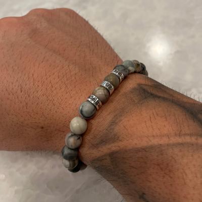 Picasso Jasper Men Name Bracelet - 18K Gold Vermeil