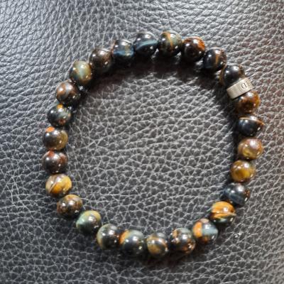 Green Tiger Eye Men Name Bracelet