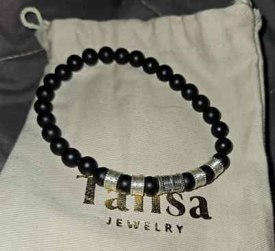 Cross Men Name Bracelet With Black Onyx Stones