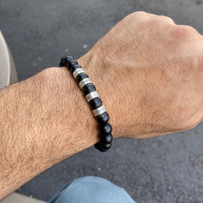 Serene Black Onyx Men Name Bracelet