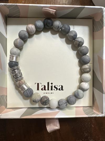 Family Tree Men Name Bracelet with Picasso Jasper Stones