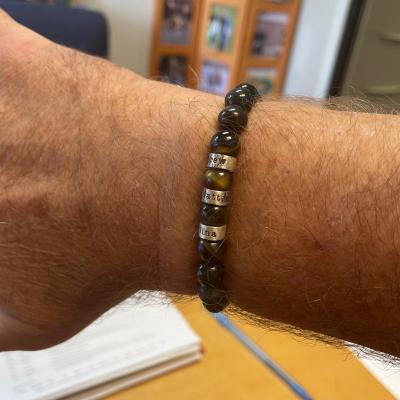 Green Tiger Eye Men Name Bracelet