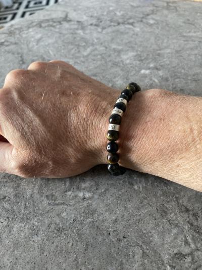 Green Tiger Eye Men Name Bracelet