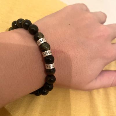 Green Tiger Eye Men Name Bracelet