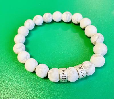 Cross Women Name Bracelet With Howlite Stones [Sterling Silver]