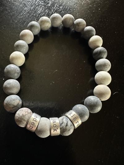 Picasso Jasper Men Name Bracelet - 18K Gold Vermeil