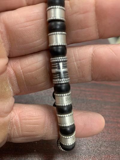Cross Men Name Bracelet With Black Onyx Stones