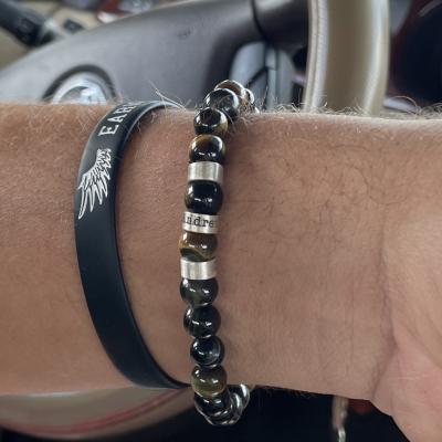 Green Tiger Eye Men Name Bracelet