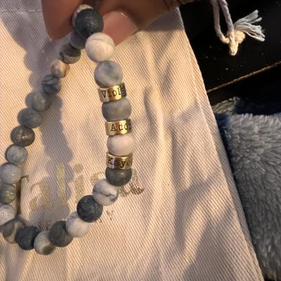 Picasso Jasper Men Name Bracelet - 18K Gold Vermeil