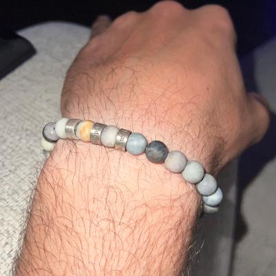 Picasso Jasper Men Name Bracelet - 18K Gold Vermeil