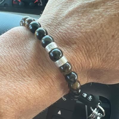 Green Tiger Eye Men Name Bracelet