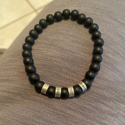 Serene Black Onyx Men Name Bracelet