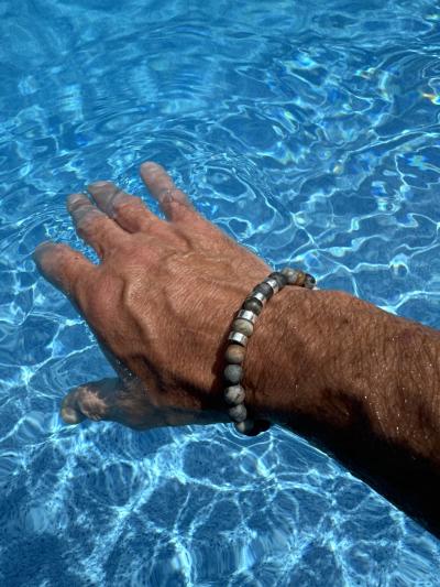 Picasso Jasper Men Name Bracelet - 18K Gold Vermeil