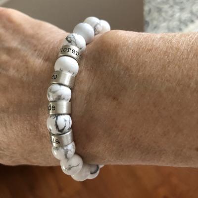 Cross Women Name Bracelet With Howlite Stones [Sterling Silver]
