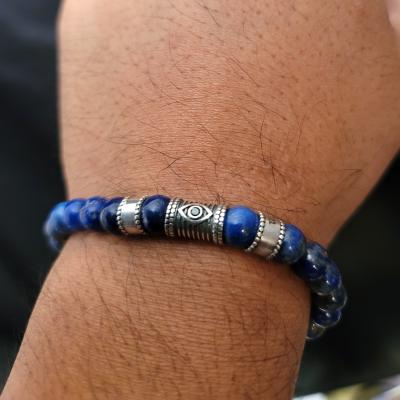 Family Tree Men Name Bracelet with Lapis Lazuli Stones