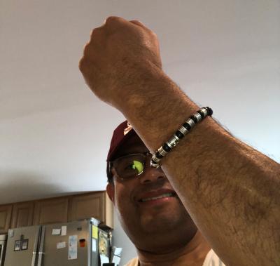 Cross Men Name Bracelet With Black Onyx Stones