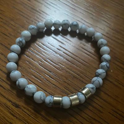 Cross Women Name Bracelet With Howlite Stones [Sterling Silver]