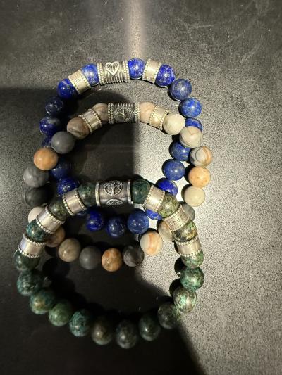 Family Tree Women Name Bracelet With Lapis Lazuli Stones [Sterling Silver]