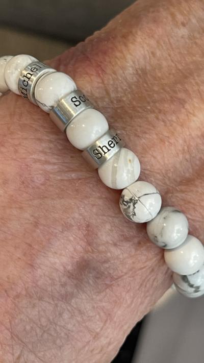 Cross Women Name Bracelet With Howlite Stones [Sterling Silver]