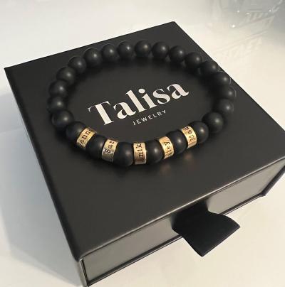 Serene Black Onyx Men Name Bracelet
