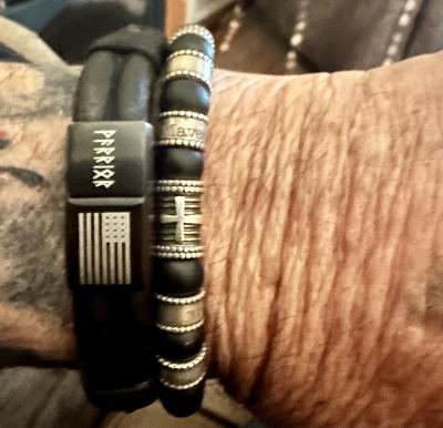Cross Men Name Bracelet With Black Onyx Stones