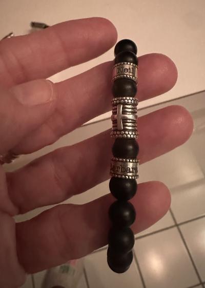 Cross Men Name Bracelet With Black Onyx Stones