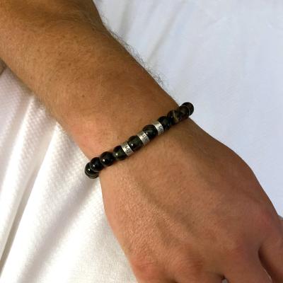 Green Tiger Eye Men Name Bracelet