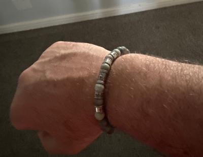 Compass Men Name Bracelet with Picasso Jasper Stones