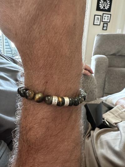 Green Tiger Eye Men Name Bracelet