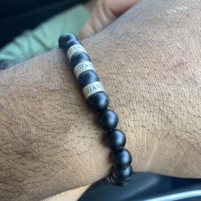 Serene Black Onyx Men Name Bracelet