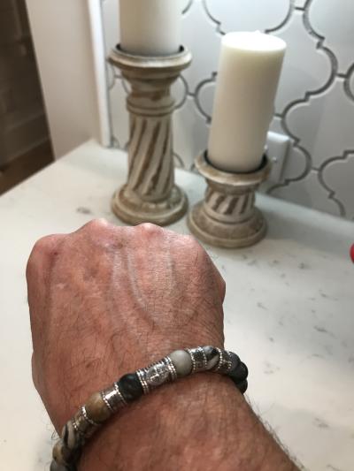 Compass Men Name Bracelet with Picasso Jasper Stones