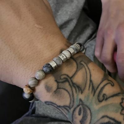Picasso Jasper Men Name Bracelet - 18K Gold Vermeil