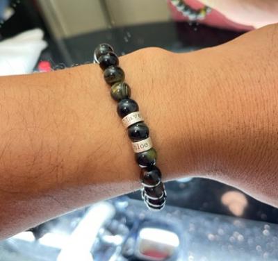 Green Tiger Eye Men Name Bracelet
