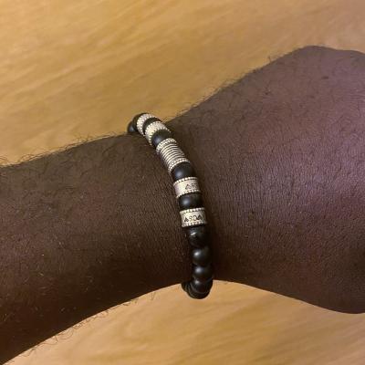 Compass Men Name Bracelet with Black Onyx Stones