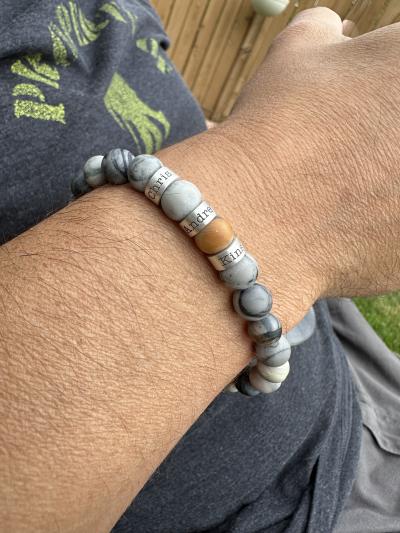 Picasso Jasper Men Name Bracelet - 18K Gold Vermeil