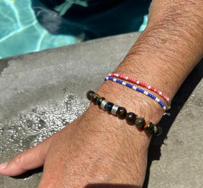 Green Tiger Eye Men Name Bracelet