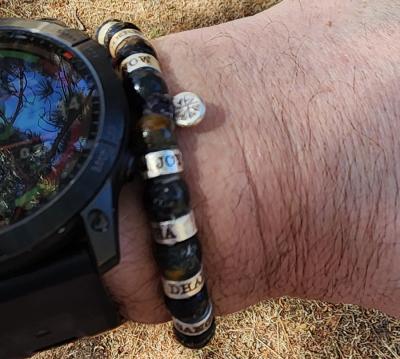 Green Tiger Eye Men Name Bracelet