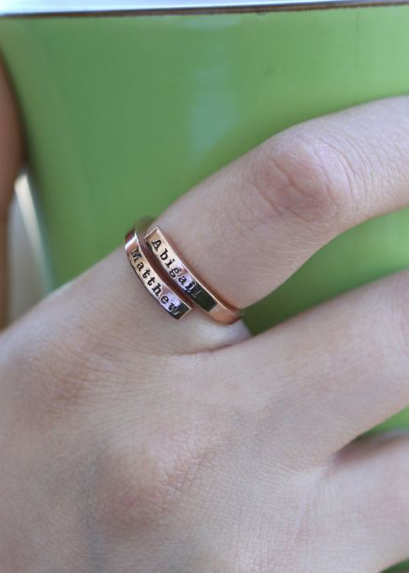 Swan Name Ring - 2 Names [Rose Gold Plated]